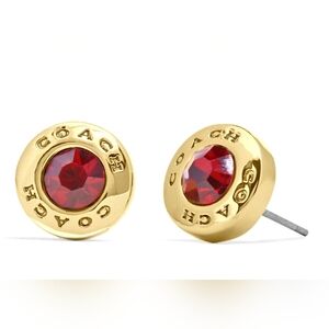 Coach Open Circle Stone Stud Earrings